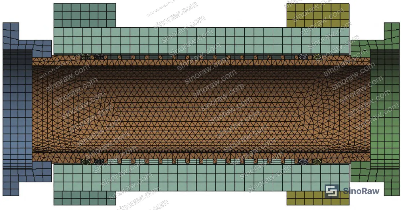 Figure 11: Finite element model of O-ring support system with adaptive mesh refinement at mounting sleeve interface