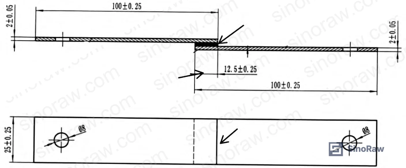 Figure 5: Shear test specimen preparation setup per GB/T 7124-2008, showing parallel substrate alignment and adhesive application method