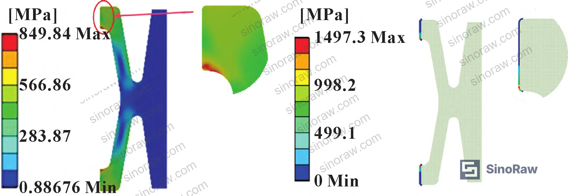 Figure 5: Finite element mesh model with load application for K-shaped metal sealing ring, showing refined mesh at lip contact zone (0.22 mm element size) and boundary conditions at 40 MPa pressure
