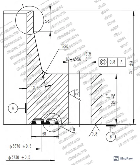 Figure 1: Dual dovetail-groove equipment flange cross-section showing dual O-ring seats with Inconel 625 weld overlay in groove areas