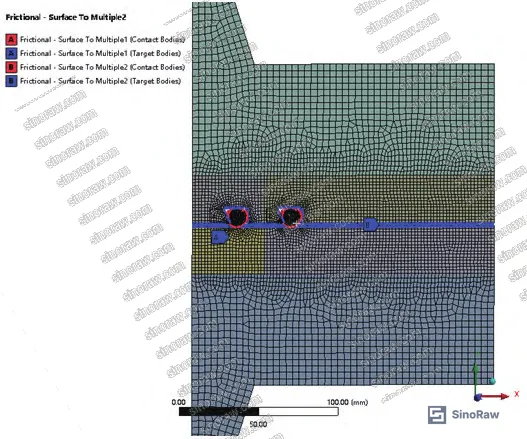 Figure 3: O-ring mesh detail showing 0.5 mm element size at seal body and refined contact zone mesh