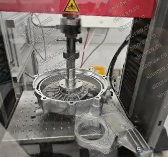 Figure 3: Test bench configuration showing motor assembly with instrumented bearing housing and torque measurement sensors for full-cycle validation