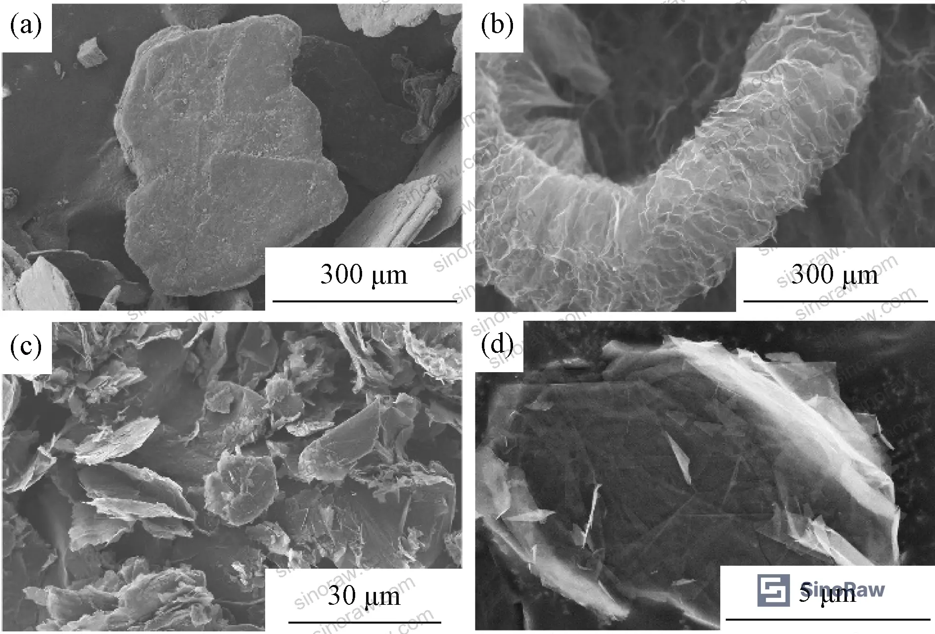 Figure 1: Raw materials used in GNP preparation — expandable graphite (average diameter <178 μm, expansion ratio >270 mL/g, purity >95%), bisphenol A epoxy resin (E51), curing agent 593, nitric acid (65%), and isopropanol