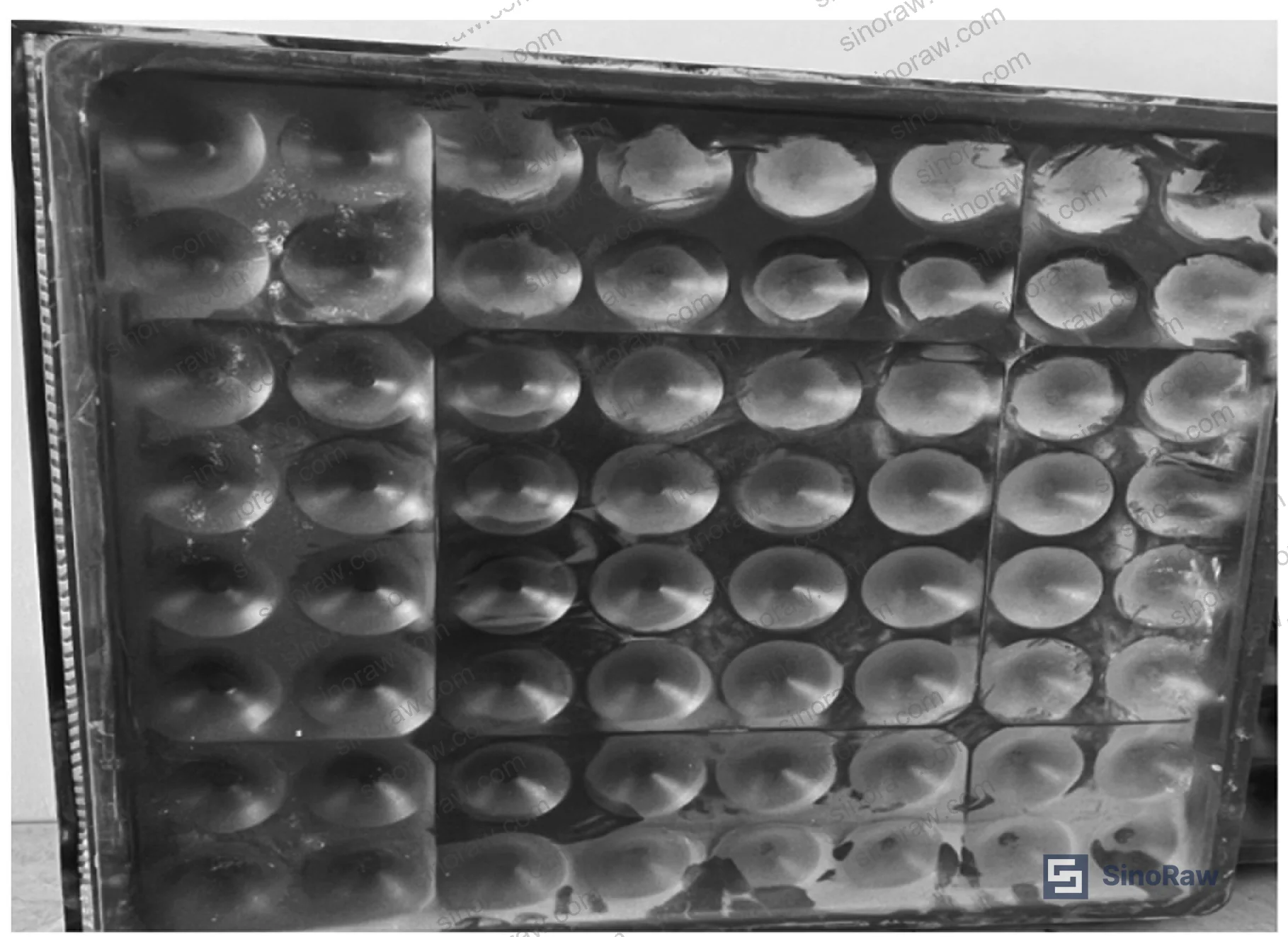 Figure 2: Back face of ceramic ESD raised floor panel showing convex hemispherical protrusions that increase contact area and structural stability