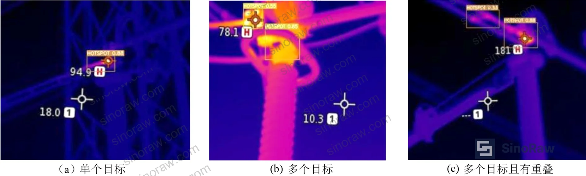 Figure 3: Detection visualization under low ambient temperature conditions showing bounding box accuracy on single and multiple targets