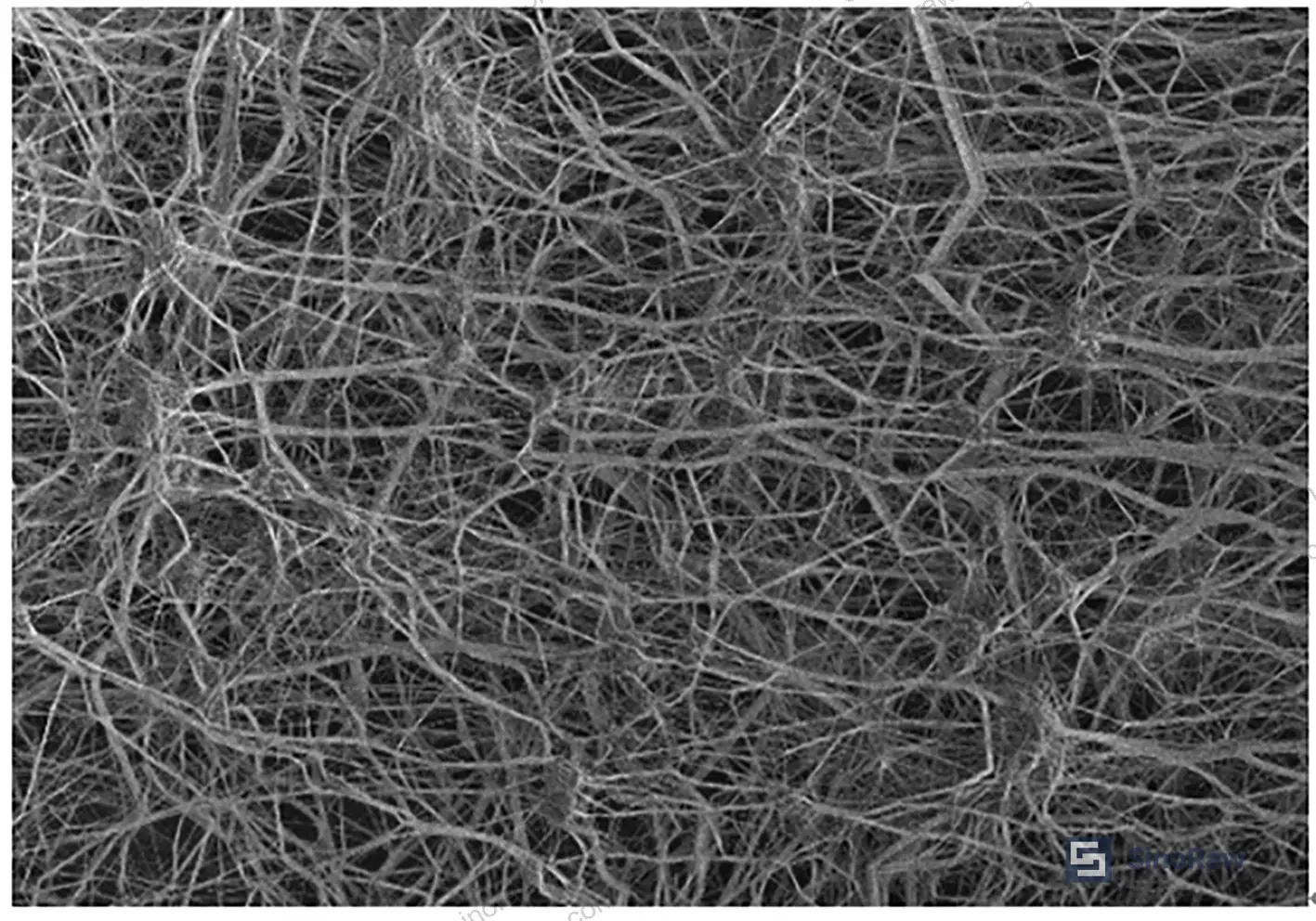 Figure 2: SEM comparison of conventional filtration ePTFE membrane (left) versus ultra-low resistance high-efficiency ePTFE membrane (right), showing reduced node size and increased fibril density