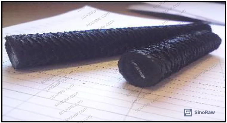 Figure 1: Surface condition of resin-cured EPDM extruded strip before process improvement — visible roughness typical of short-die output