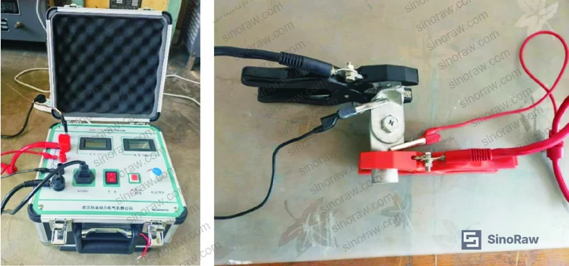 Figure 3: Terminal specimens (R22-6, R60-10, R200-12) in undamaged and grease-coated states, connected for contact resistance measurement