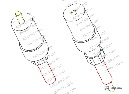 Figure 1: Automatic insulated wire lug device — exterior structure showing telescoping sleeve, connection port, and insulating sleeve assembly