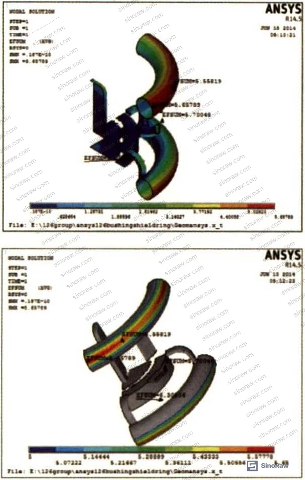 Figure 1: Three-dimensional electric field distribution contour map for initial grading ring design at 174 kV test voltage
