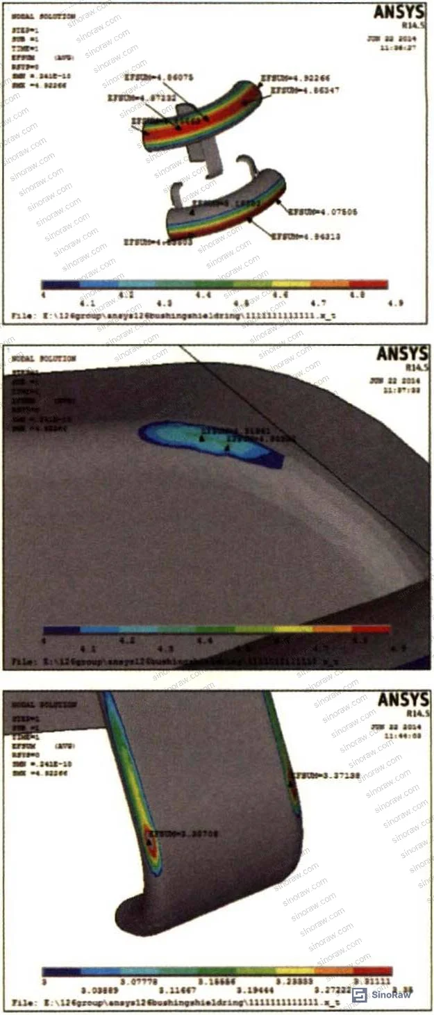 Figure 3: Field strength data table showing initial design peak values at 174 kV for Ø30 mm configuration across 2D and 3D analysis positions