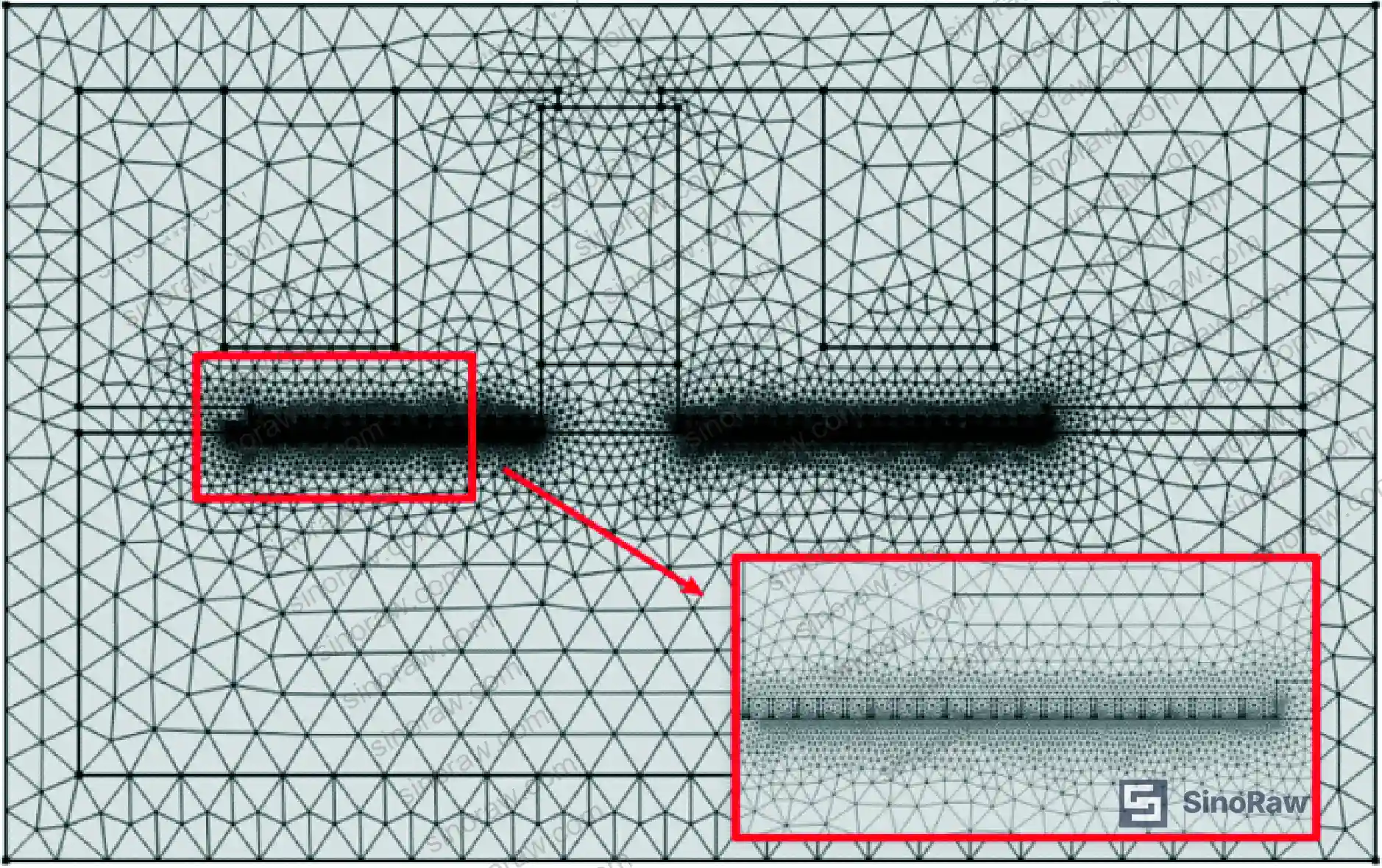 Figure 11: FEA mesh division result showing minimum element size of 0.02 mm for high-resolution magnetic field calculation in the sealing gap region