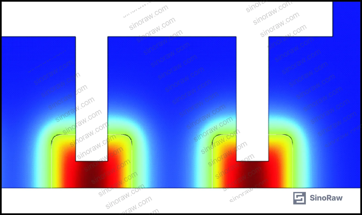 Figure 15: Volume fraction of magnetic fluid in stationary shaft state under increasing pressure, showing fluid held at pole teeth below breakthrough threshold