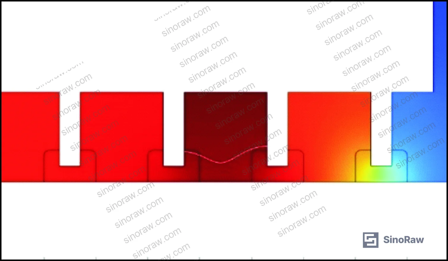 Figure 16: Fluid volume fraction in sealing cavity at high shaft speed (17.79 m/s), showing centrifugal dispersion of magnetic fluid from teeth to cavity walls