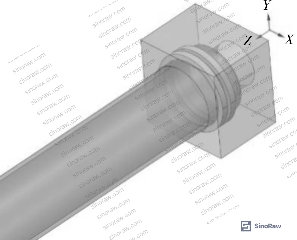 Figure 8: Three-dimensional geometric model of the pipe seal zone showing the O-ring groove geometry and the fluid domain extracted for FSI analysis