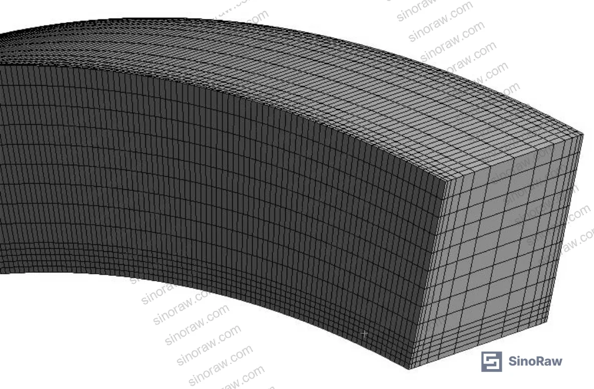Figure 4: Structured mesh applied to the pipe fluid domain showing boundary layer refinement near the O-ring coupling surface — 215,822 total elements with minimum mesh quality 0.48